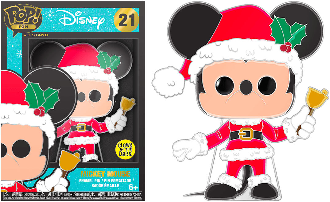 FUNWDPP0061 Disney - Mickey Mouse Holiday Glow Enamel Pop! Pin - Funko - Titan Pop Culture
