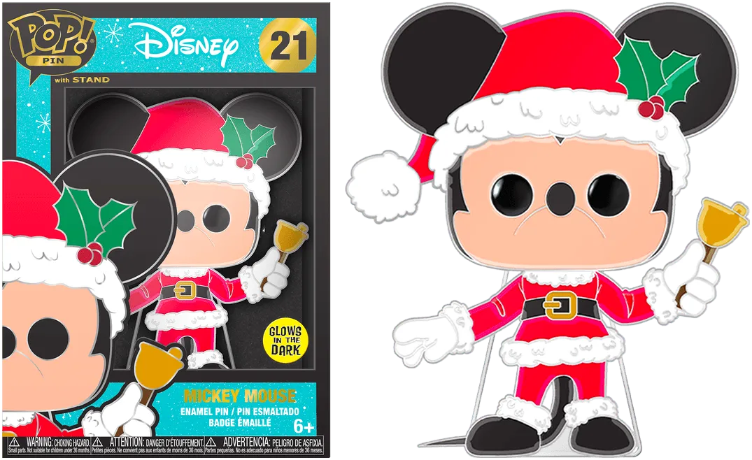 FUNWDPP0061 Disney - Mickey Mouse Holiday Glow Enamel Pop! Pin - Funko - Titan Pop Culture