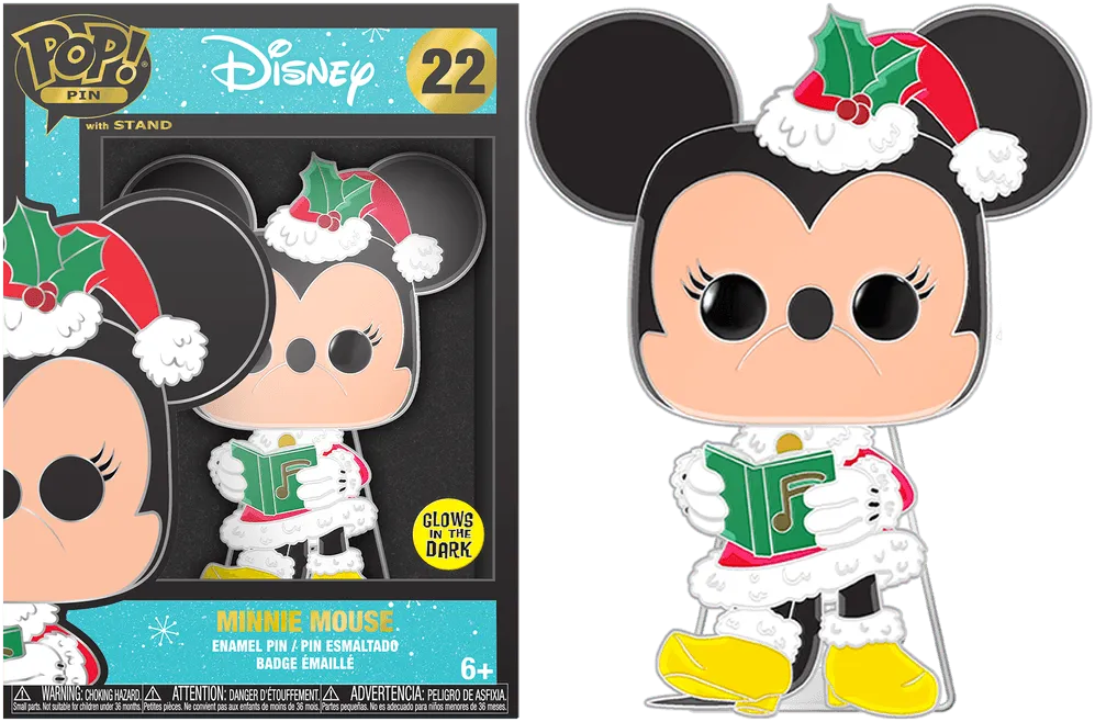 FUNWDPP0062 Disney - Minnie Mouse Holiday Glow Enamel Pop! Pin - Funko - Titan Pop Culture