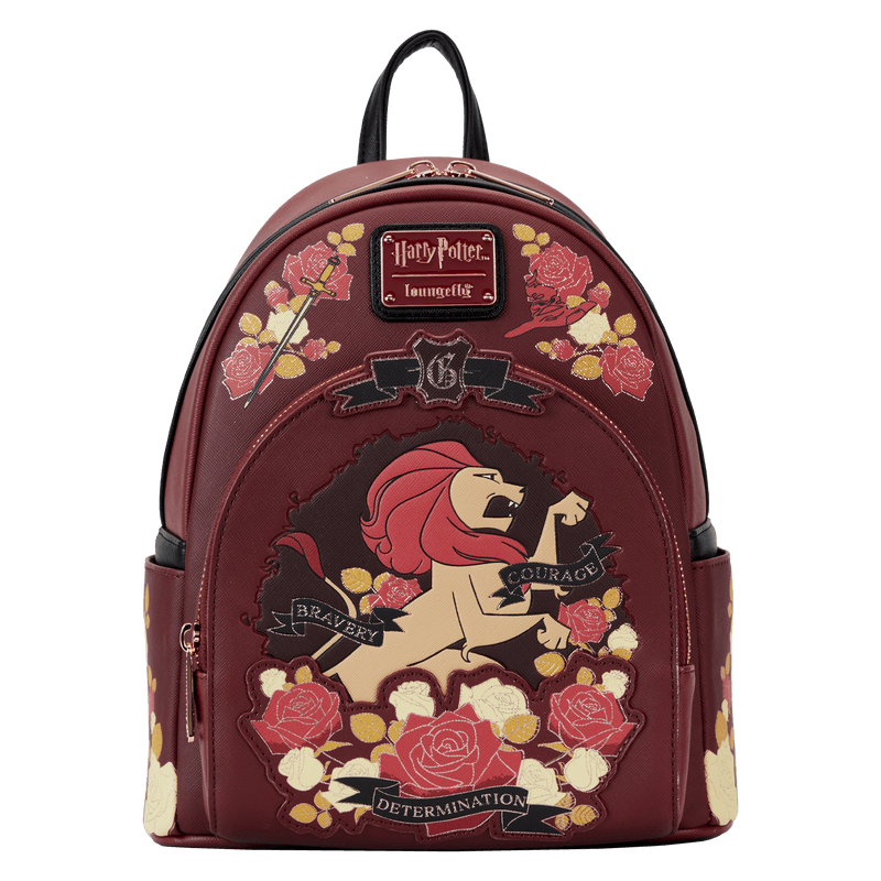 LOUHPBK0258 Harry Potter - Gryffindor House Floral Tattoo Mini Backpack - Loungefly - Titan Pop Culture