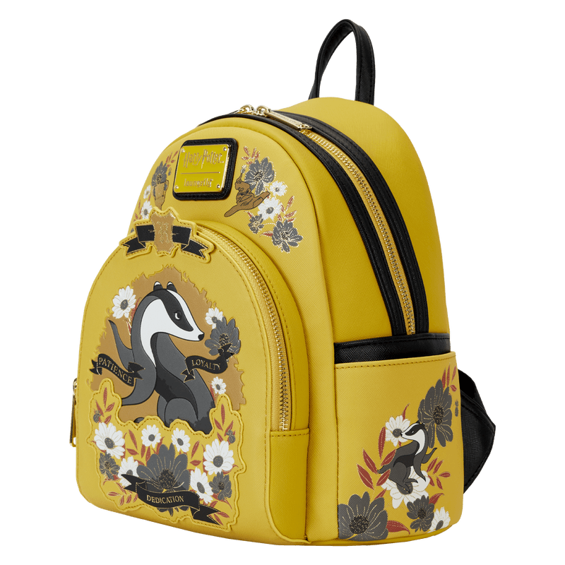LOUHPBK0257 Harry Potter - Hufflepuff House Floral Tattoo Mini Backpack - Loungefly - Titan Pop Culture