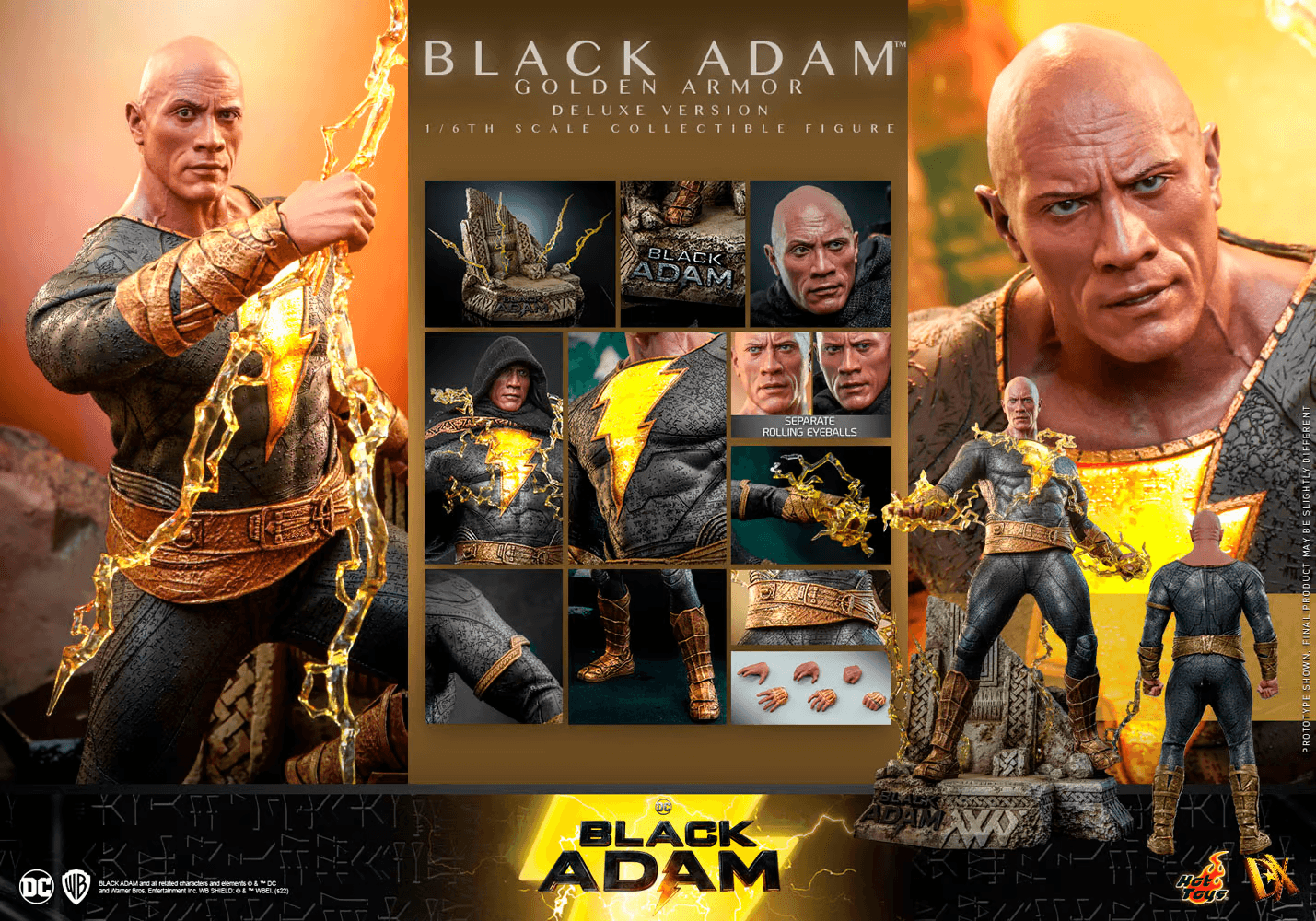 HOTDX31 Black Adam (2022) - Black Adam Golden Armor Deluxe 1:6 Scale Action Figure - Hot Toys - Titan Pop Culture