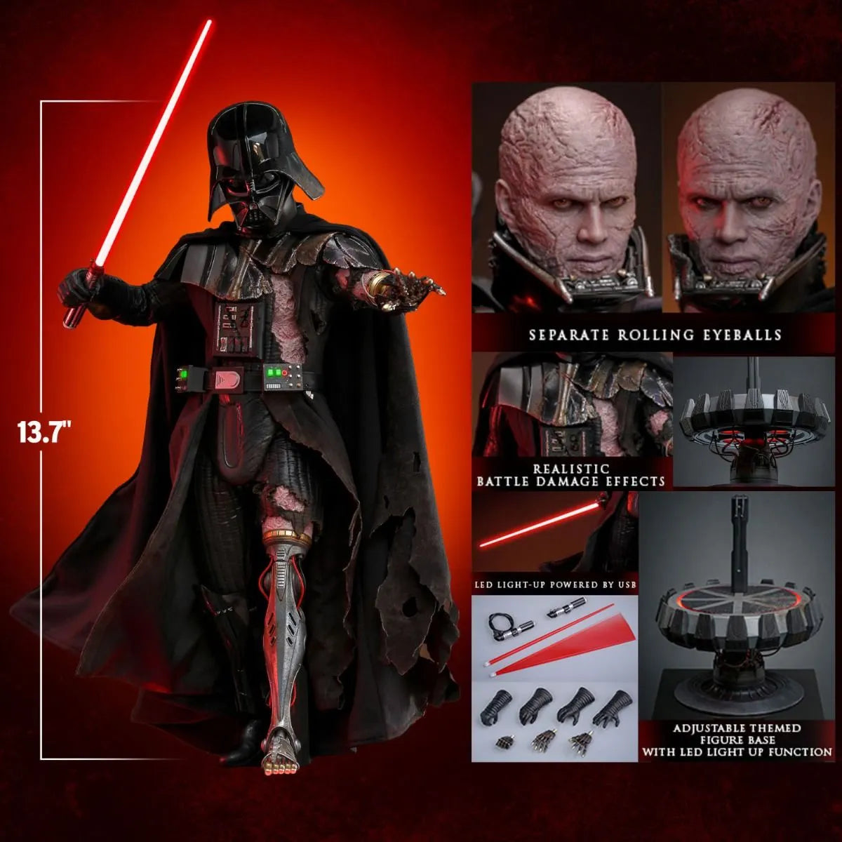 HOTDX44 Star Wars - Darth Vader (Battle Damaged) 1:6 Scale Collectable Action Figure - Hot Toys - Titan Pop Culture