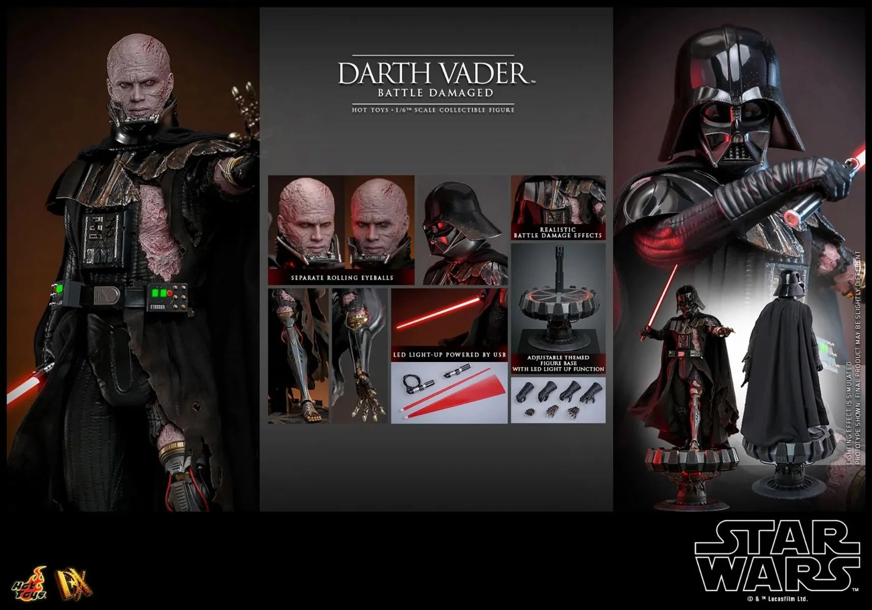 HOTDX44 Star Wars - Darth Vader (Battle Damaged) 1:6 Scale Collectable Action Figure - Hot Toys - Titan Pop Culture