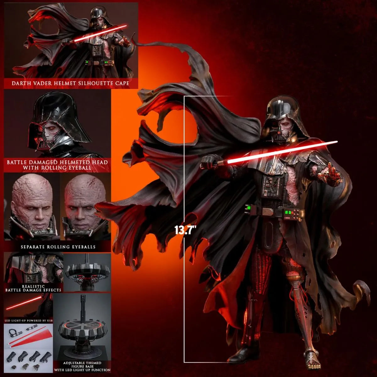 HOTDX45 Star Wars - Darth Vader (Battle Damaged) Deluxe 1:6 Scale Collectable Action Figure - Hot Toys - Titan Pop Culture