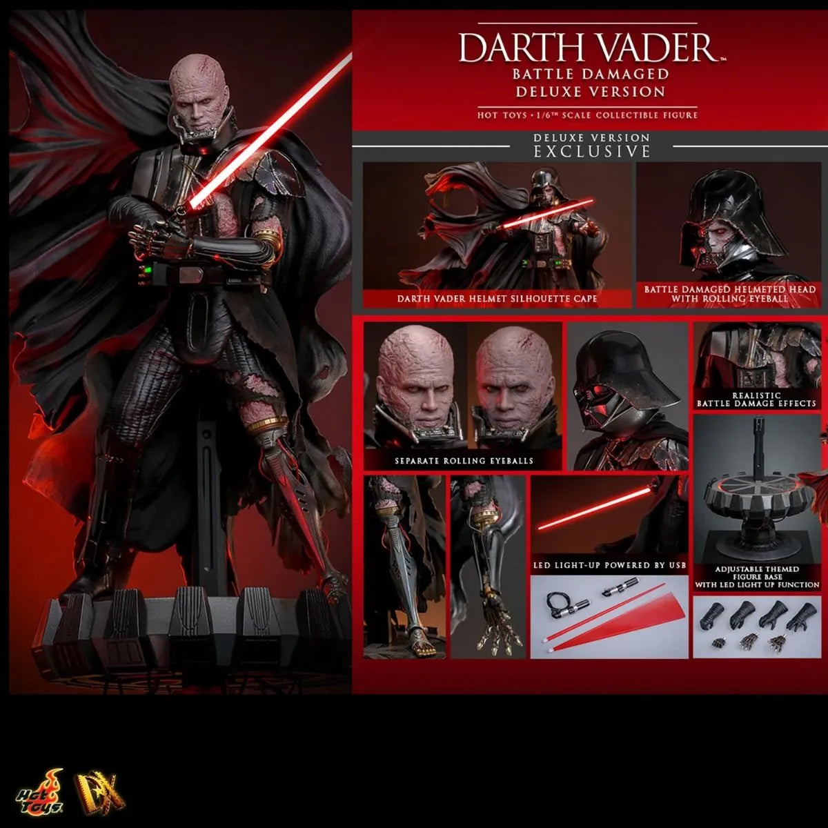 HOTDX45 Star Wars - Darth Vader (Battle Damaged) Deluxe 1:6 Scale Collectable Action Figure - Hot Toys - Titan Pop Culture