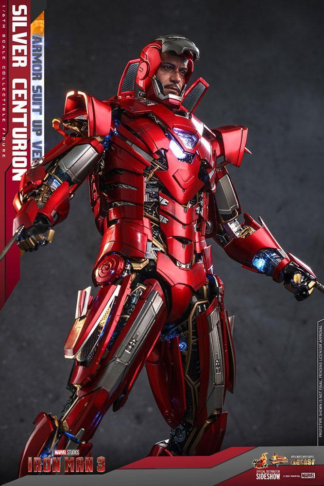 HOTMMS618D43 Iron Man 3 - Silver Centurion Armor Suit-Up 1:6 Scale 12" Diecast Action Figure - Iron Studios - Titan Pop Culture