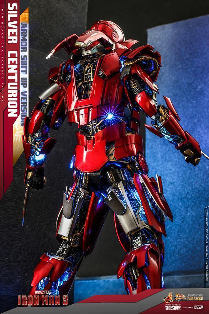 HOTMMS618D43 Iron Man 3 - Silver Centurion Armor Suit-Up 1:6 Scale 12" Diecast Action Figure - Iron Studios - Titan Pop Culture