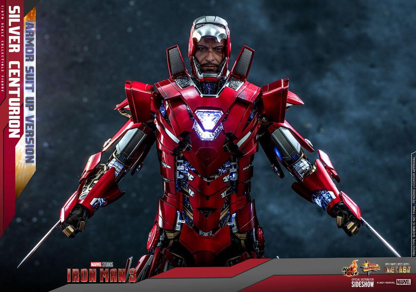 HOTMMS618D43 Iron Man 3 - Silver Centurion Armor Suit-Up 1:6 Scale 12" Diecast Action Figure - Iron Studios - Titan Pop Culture