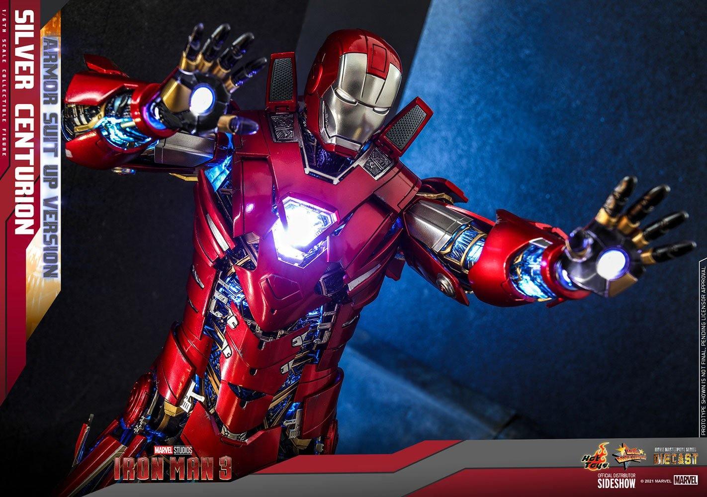 HOTMMS618D43 Iron Man 3 - Silver Centurion Armor Suit-Up 1:6 Scale 12" Diecast Action Figure - Iron Studios - Titan Pop Culture