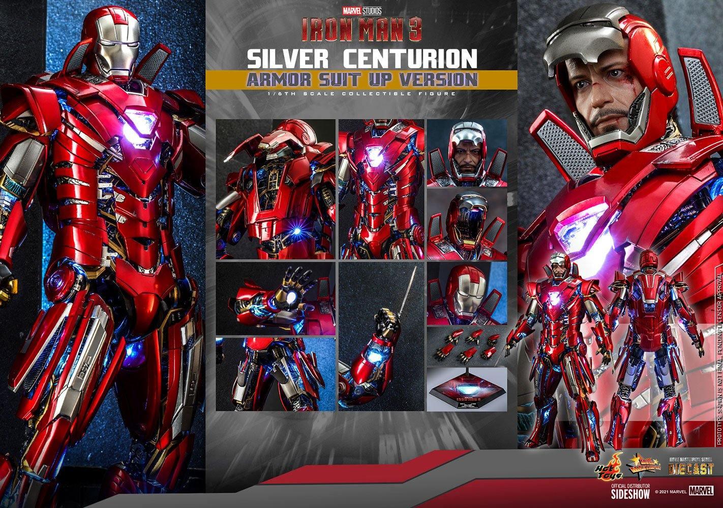 HOTMMS618D43 Iron Man 3 - Silver Centurion Armor Suit-Up 1:6 Scale 12" Diecast Action Figure - Iron Studios - Titan Pop Culture