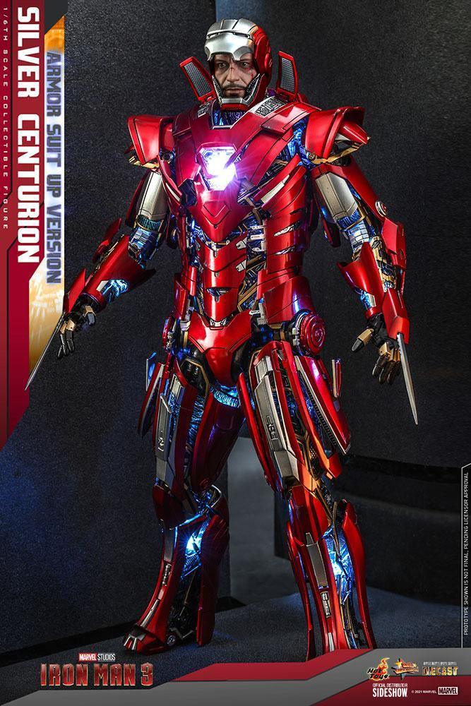 HOTMMS618D43 Iron Man 3 - Silver Centurion Armor Suit-Up 1:6 Scale 12" Diecast Action Figure - Iron Studios - Titan Pop Culture