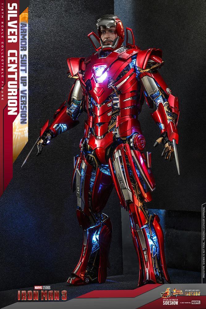 HOTMMS618D43 Iron Man 3 - Silver Centurion Armor Suit-Up 1:6 Scale 12" Diecast Action Figure - Iron Studios - Titan Pop Culture