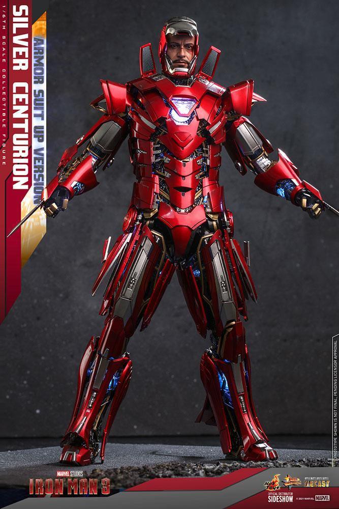 HOTMMS618D43 Iron Man 3 - Silver Centurion Armor Suit-Up 1:6 Scale 12" Diecast Action Figure - Iron Studios - Titan Pop Culture