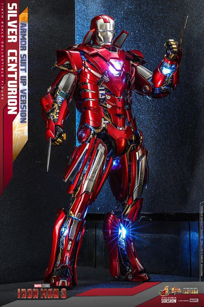 HOTMMS618D43 Iron Man 3 - Silver Centurion Armor Suit-Up 1:6 Scale 12" Diecast Action Figure - Iron Studios - Titan Pop Culture