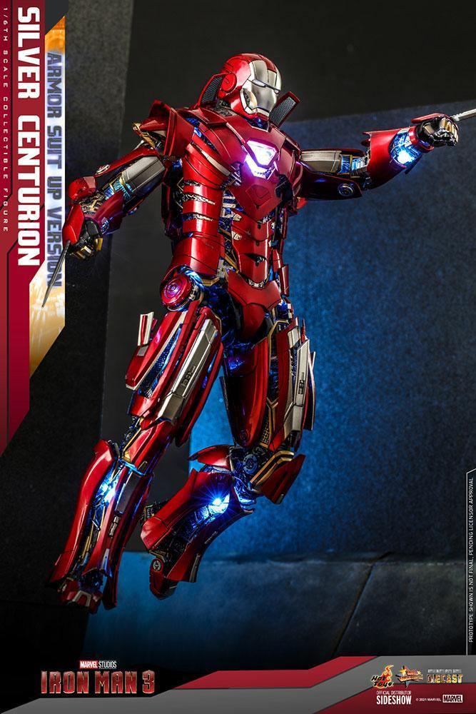 HOTMMS618D43 Iron Man 3 - Silver Centurion Armor Suit-Up 1:6 Scale 12" Diecast Action Figure - Iron Studios - Titan Pop Culture