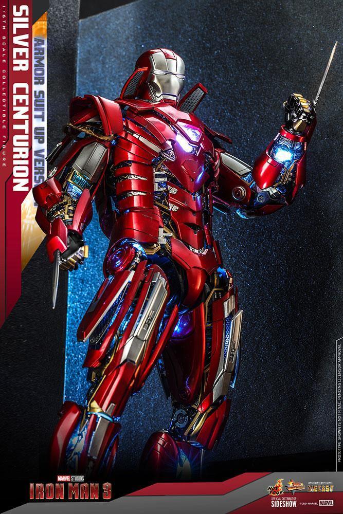 HOTMMS618D43 Iron Man 3 - Silver Centurion Armor Suit-Up 1:6 Scale 12" Diecast Action Figure - Iron Studios - Titan Pop Culture