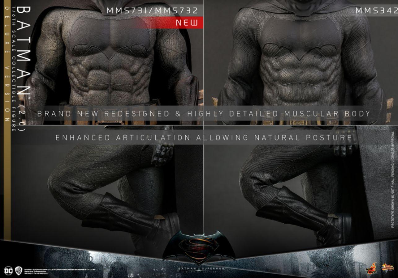 HOTMMS732 Batman v Superman: Dawn of Justice - Batman (2.0) Deluxe 1:6 Scale Collectable Action Figure - Hot Toys - Titan Pop Culture