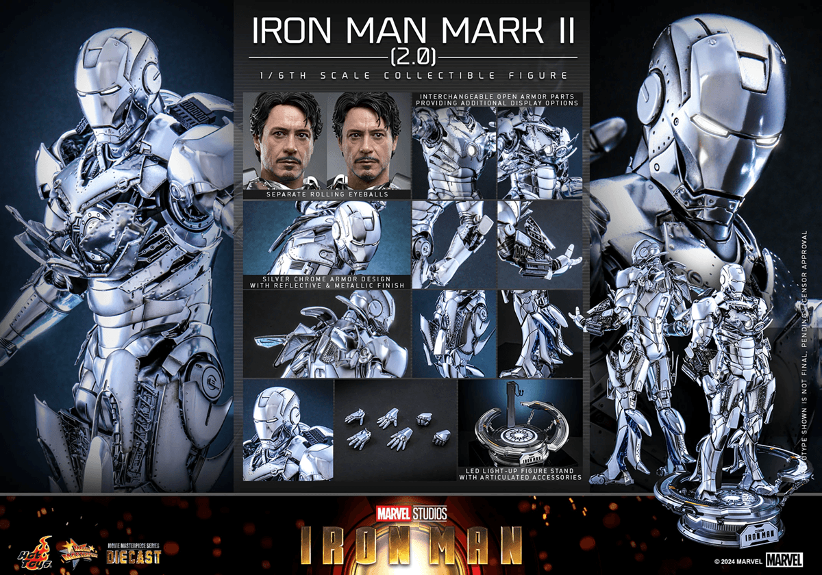 HOTMMS733D59 Iron Man - Iron Man Mark II (2.0) 1:6 Scale Collectable Action Figure - Hot Toys - Titan Pop Culture