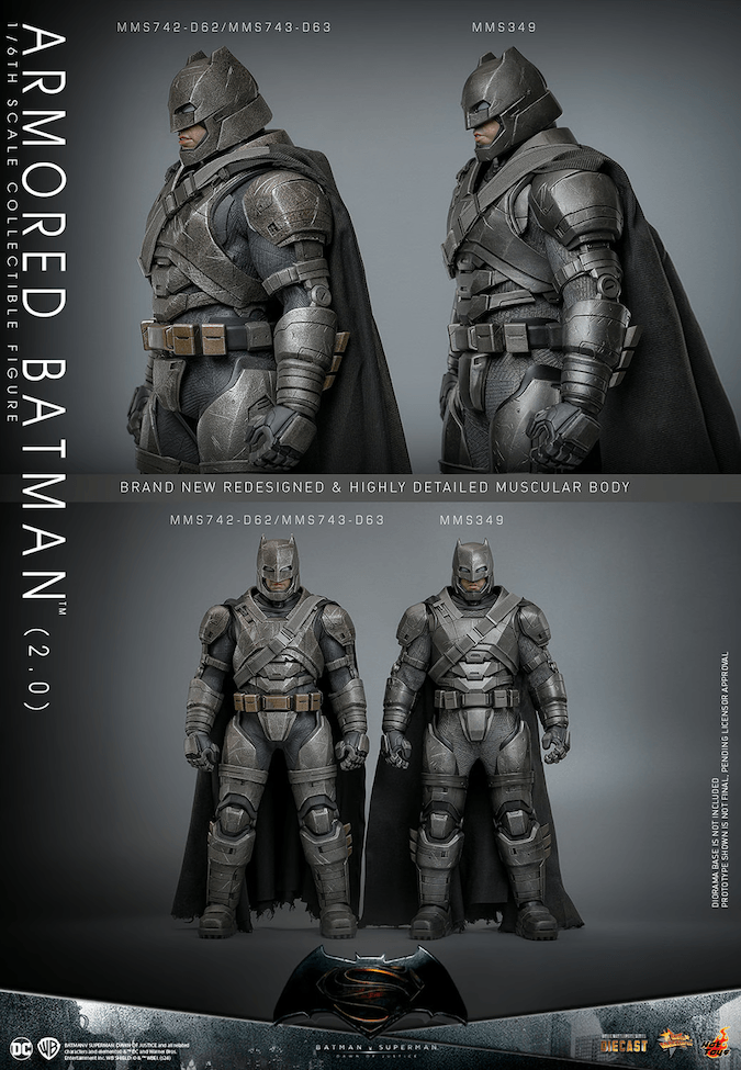 HOTMMS742D62 Batman v Superman: Dawn of Justice - Armored Batman (2.0) 1:6 Scale Collectable Action Figure - Hot Toys - Titan Pop Culture