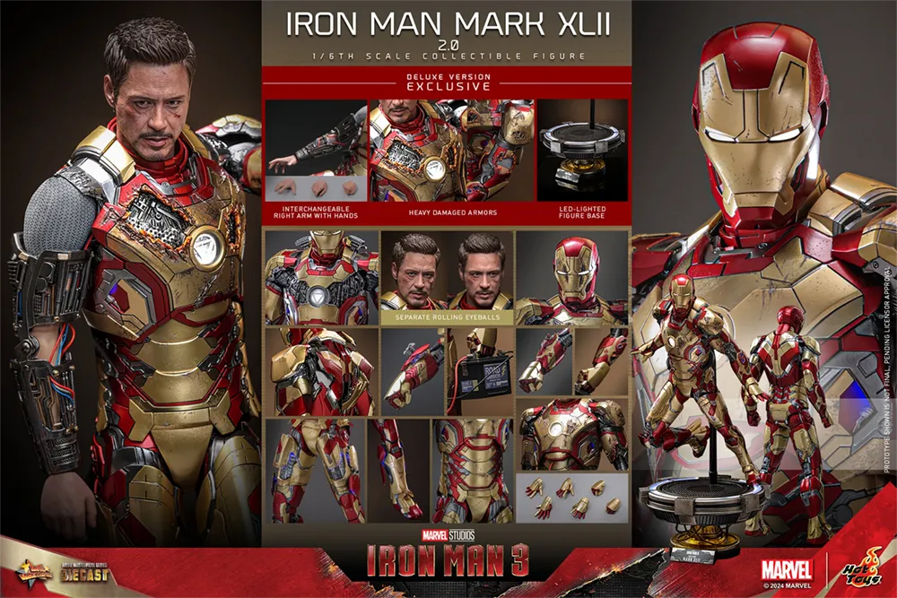 HOTMMS759D66 Iron Man 3 - Iron Man Mk 42 (2.0) Deluxe 1:6 Scale Collectable Action Figure - Hot Toys - Titan Pop Culture