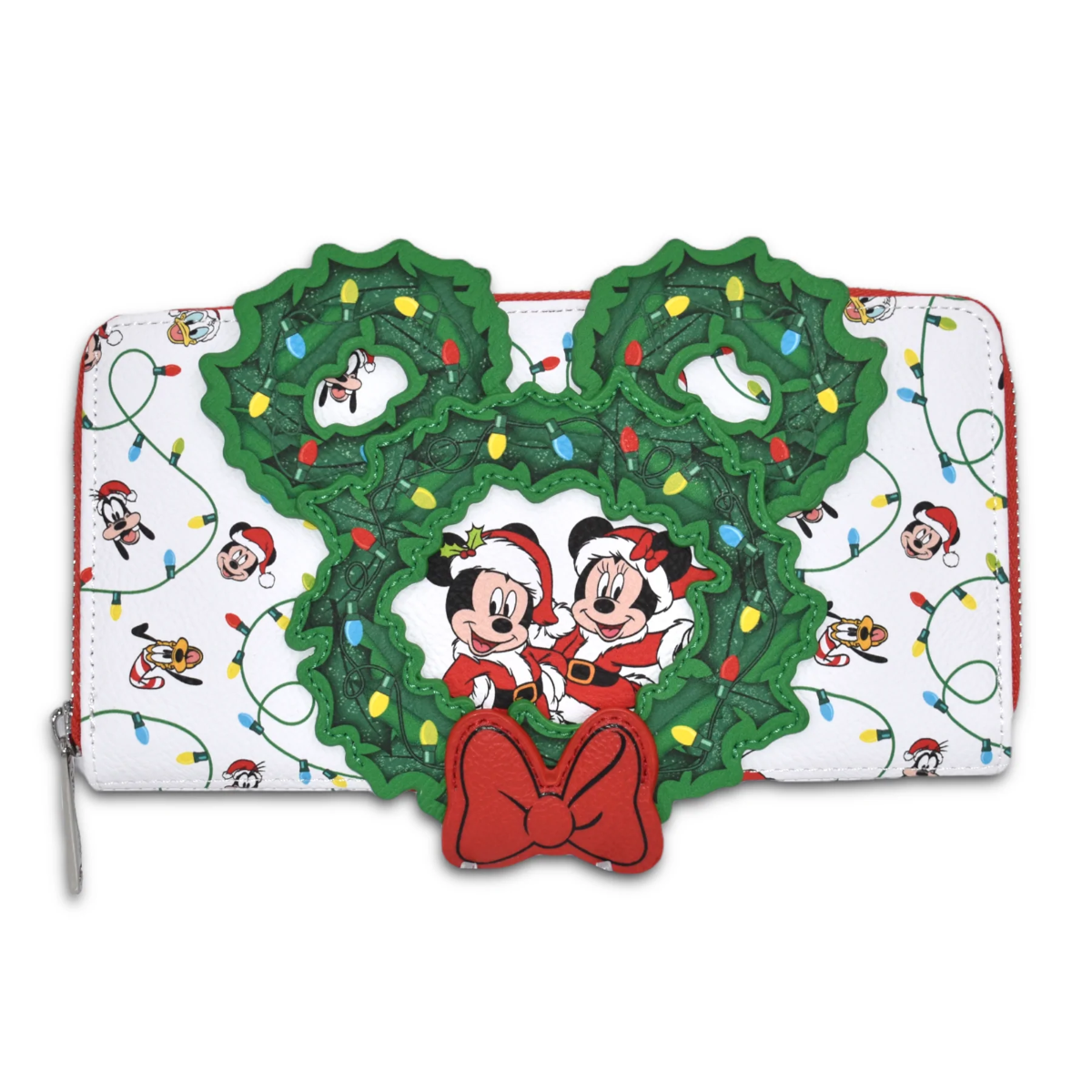 Disney - Monedero con cremallera y corona navideña de Mickey, exclusivo de EE. UU. [RS]