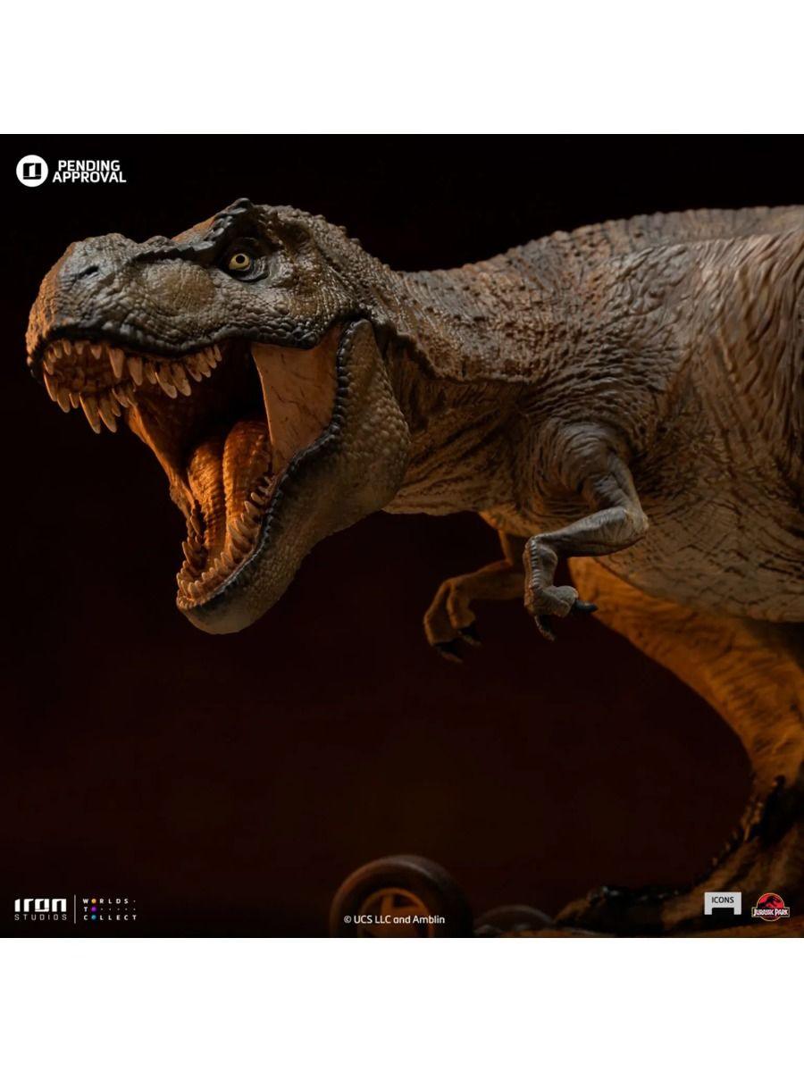 IRO55886 Jurassic Park - T-Rex Attack Icons Statue - Iron Studios - Titan Pop Culture