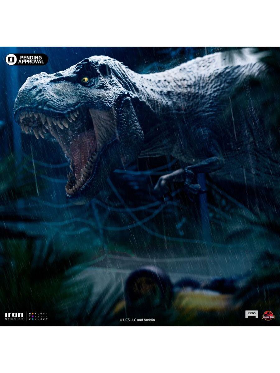 IRO55886 Jurassic Park - T-Rex Attack Icons Statue - Iron Studios - Titan Pop Culture