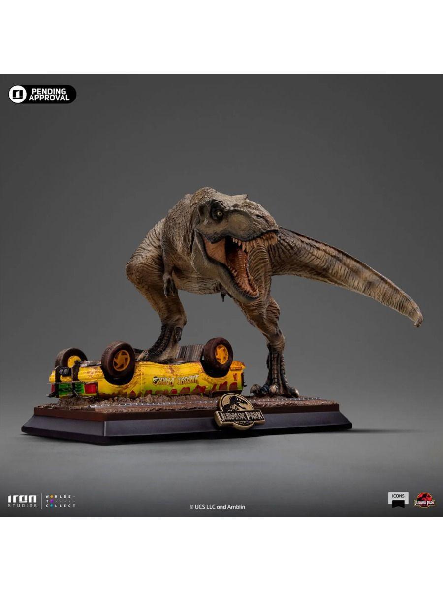 IRO55886 Jurassic Park - T-Rex Attack Icons Statue - Iron Studios - Titan Pop Culture