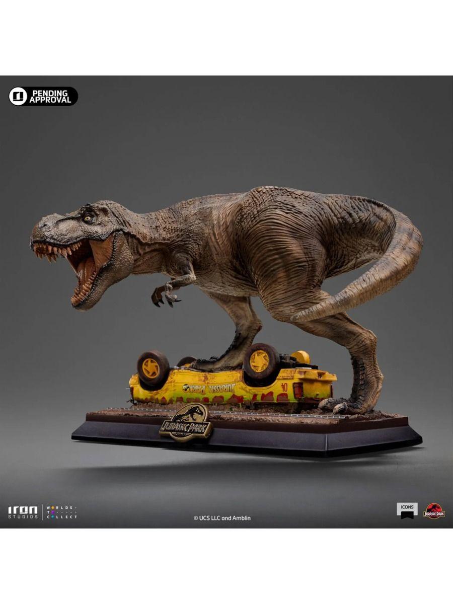 IRO55886 Jurassic Park - T-Rex Attack Icons Statue - Iron Studios - Titan Pop Culture