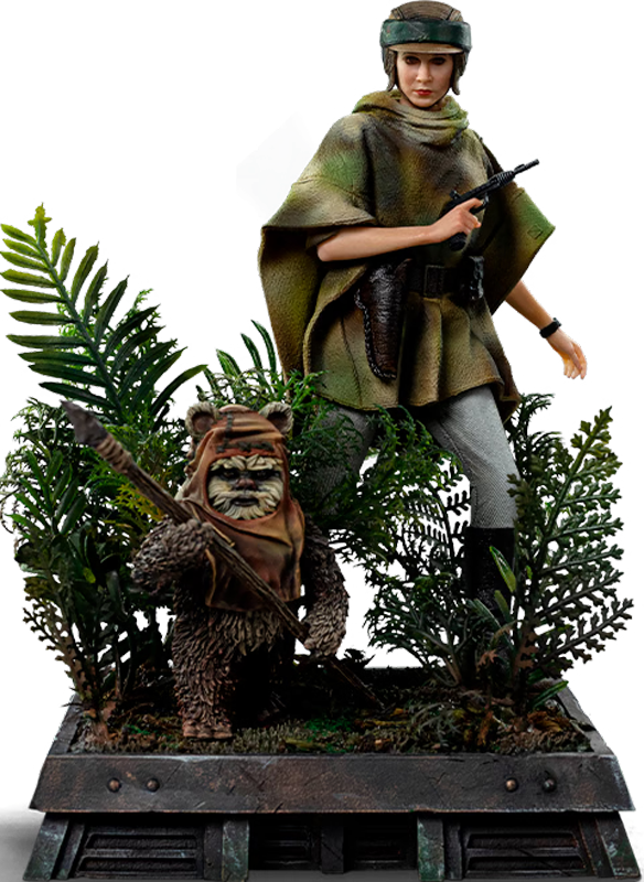 Star Wars - Estatua de Leia y Wicket a escala 1:10