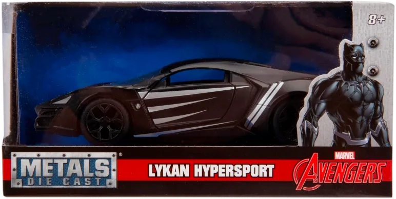 JAD30302 Avengers (comics) - Black Panther Lykan Hypersport 1:32 Hollywood Ride - Jada Toys - Titan Pop Culture