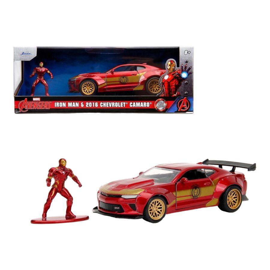 JAD30309 Marvel Comics - 2016 Chevy Camaro SS Widebody with Ironman 1:32 Scale Diecast Figure - Jada Toys - Titan Pop Culture