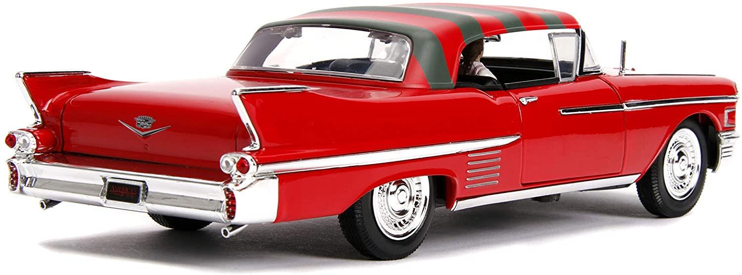 JAD31102 A Nightmare on Elm Street - 1958 Cadillac Series 62 1:24 with Figure Hollywood Ride - Jada Toys - Titan Pop Culture