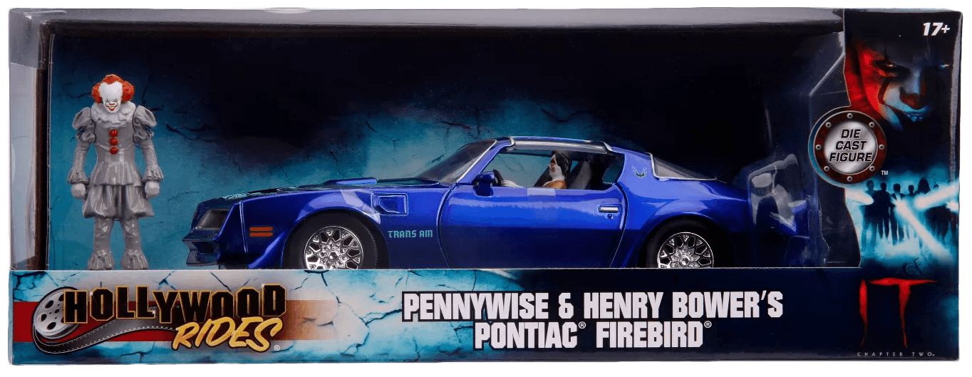 JAD31118 It (2017) - 1977 Pontiac Firebird 1:24 with Pennywise Figure Hollywood Ride - Jada Toys - Titan Pop Culture