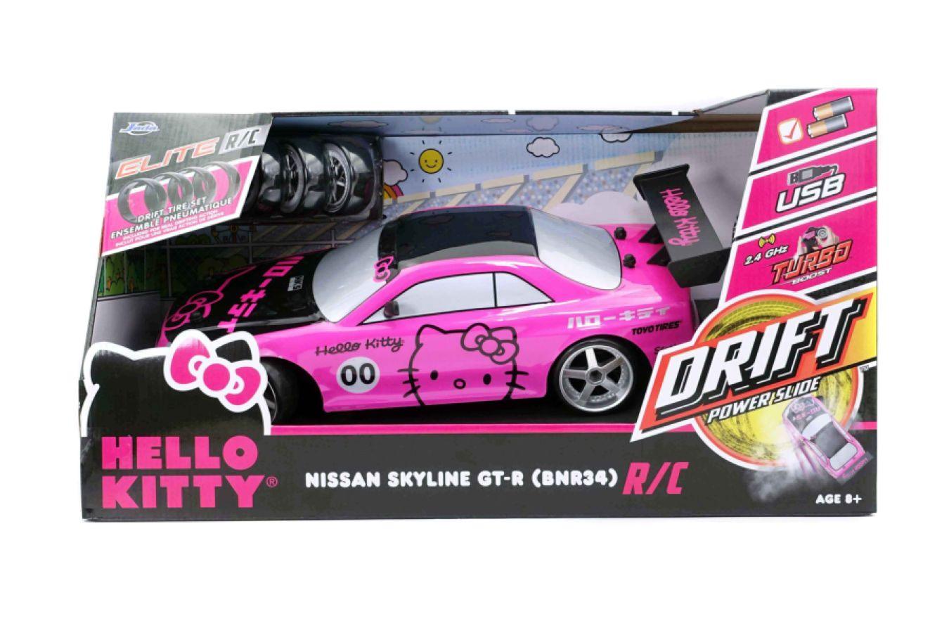 JAD31432 Hello Kitty - 2002 Nissan Skyline GT-R (BNR34) 1:10 Scale Remote Control Car - Jada Toys - Titan Pop Culture