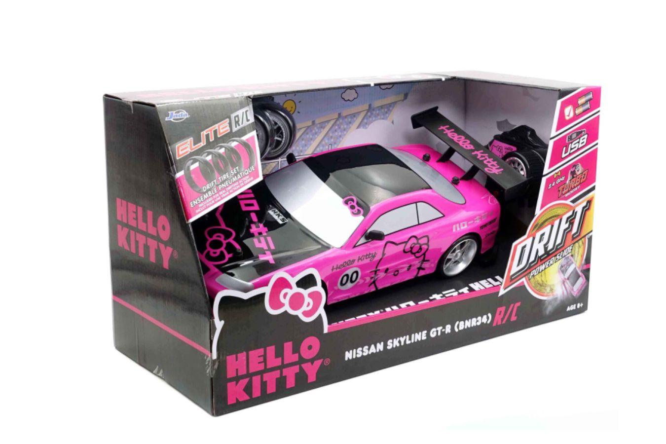 JAD31432 Hello Kitty - 2002 Nissan Skyline GT-R (BNR34) 1:10 Scale Remote Control Car - Jada Toys - Titan Pop Culture