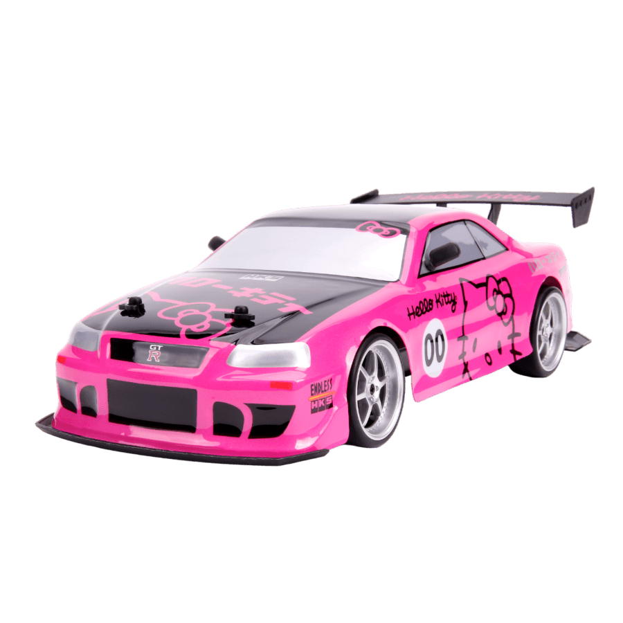 JAD31432 Hello Kitty - 2002 Nissan Skyline GT-R (BNR34) 1:10 Scale Remote Control Car - Jada Toys - Titan Pop Culture