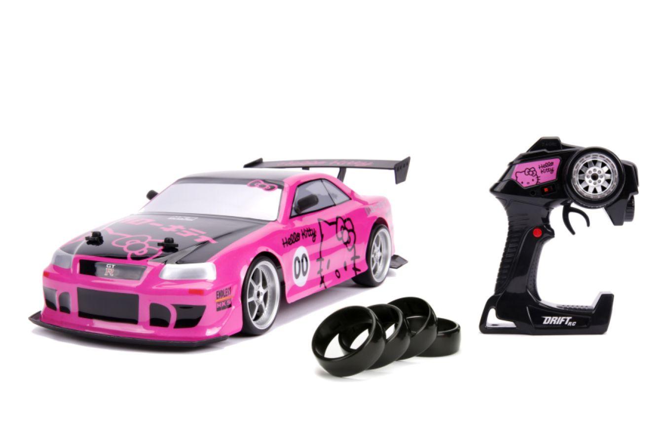 JAD31432 Hello Kitty - 2002 Nissan Skyline GT-R (BNR34) 1:10 Scale Remote Control Car - Jada Toys - Titan Pop Culture