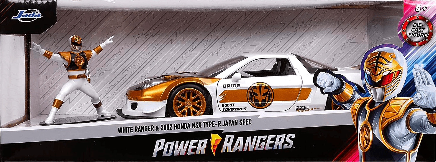 JAD32795 Power Rangers - 2002 Honda NSX 1:24 with White Ranger Figure - Jada Toys - Titan Pop Culture