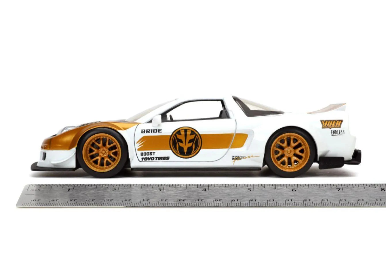 JAD32795 Power Rangers - 2002 Honda NSX 1:24 with White Ranger Figure - Jada Toys - Titan Pop Culture