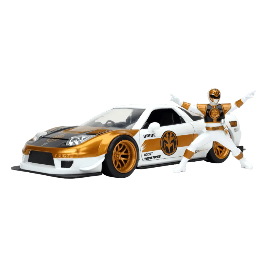 JAD32795 Power Rangers - 2002 Honda NSX 1:24 with White Ranger Figure - Jada Toys - Titan Pop Culture