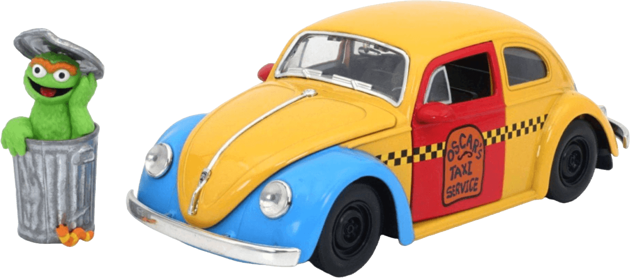 JAD32801 Sesame Street - 1959 VW Beetle 1:24 Scale HR w/Oscar - Jada Toys - Titan Pop Culture