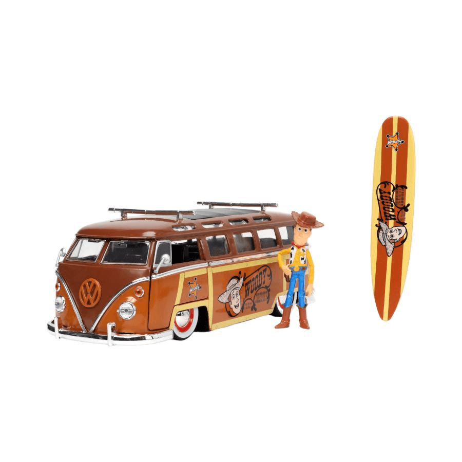 JAD33176 Toy Story - 1962 Volkswagen Bus 1:24 with Woody Diecast Figure - Jada Toys - Titan Pop Culture
