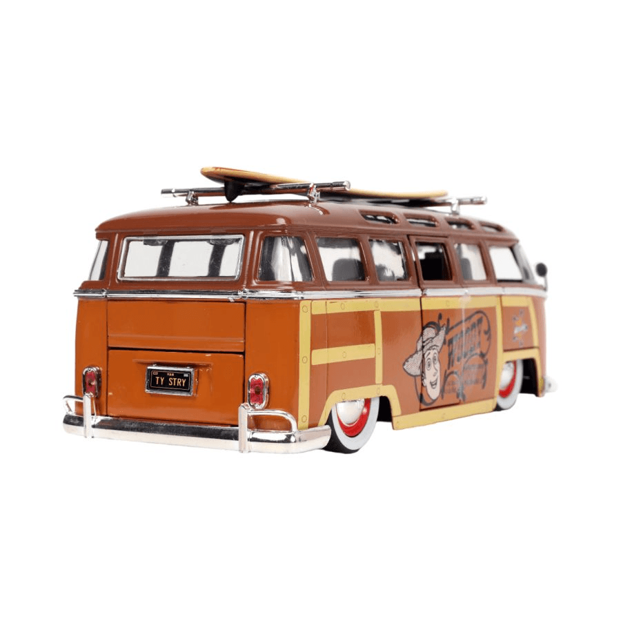 JAD33176 Toy Story - 1962 Volkswagen Bus 1:24 with Woody Diecast Figure - Jada Toys - Titan Pop Culture
