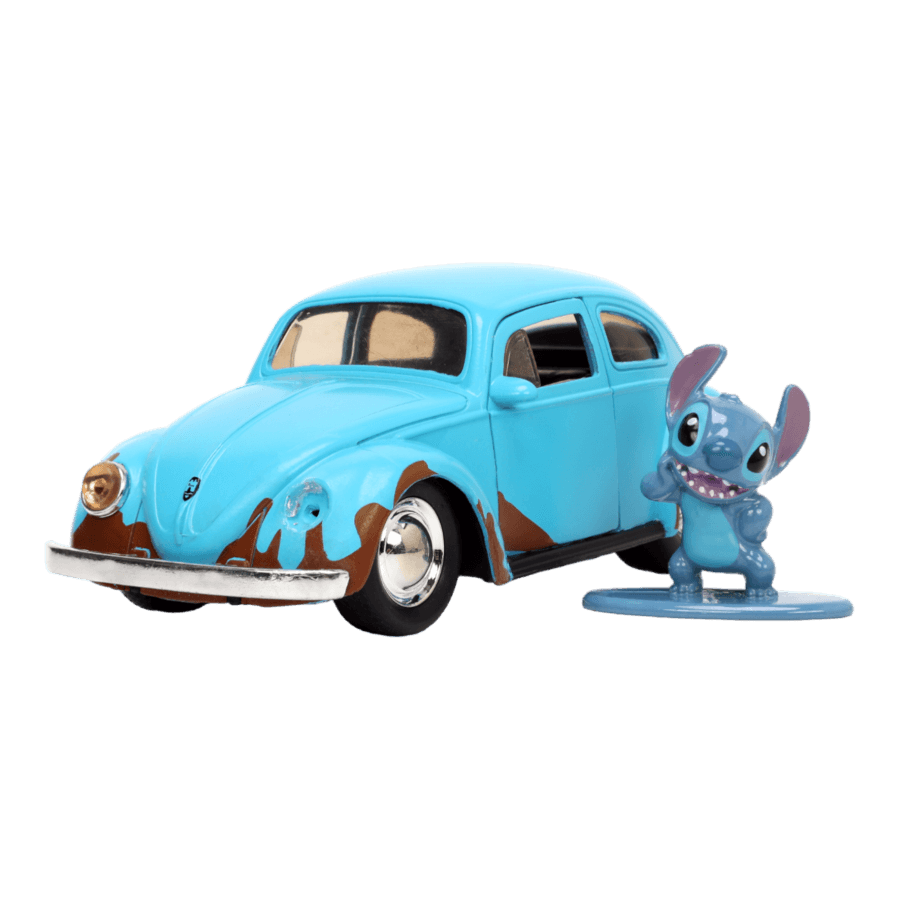 JAD33251 Lilo & Stitch - VW Beetle (Blue) 1:32 Scale with Stitch MetalFig - Jada Toys - Titan Pop Culture