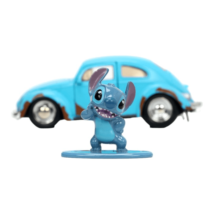 JAD33251 Lilo & Stitch - VW Beetle (Blue) 1:32 Scale with Stitch MetalFig - Jada Toys - Titan Pop Culture