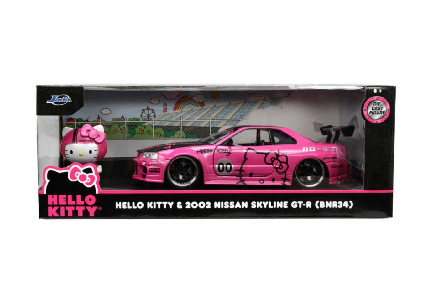 JAD34092 Hello Kitty - 2002 Nissan GTR (R34) with Hello Kitty 1:24 Scale Diecast Vehicle - Jada Toys - Titan Pop Culture