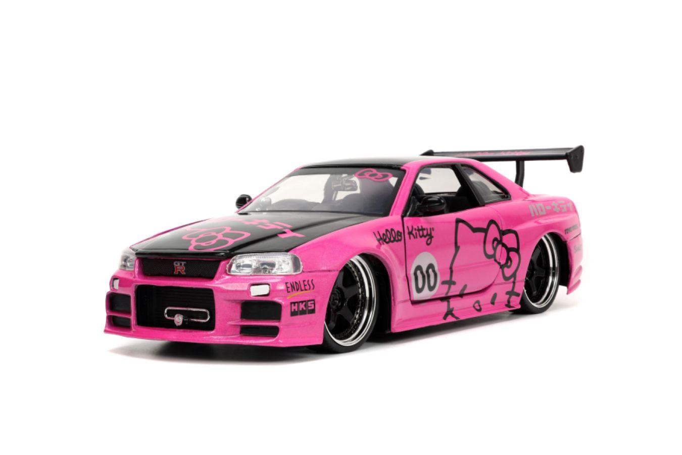 JAD34092 Hello Kitty - 2002 Nissan GTR (R34) with Hello Kitty 1:24 Scale Diecast Vehicle - Jada Toys - Titan Pop Culture