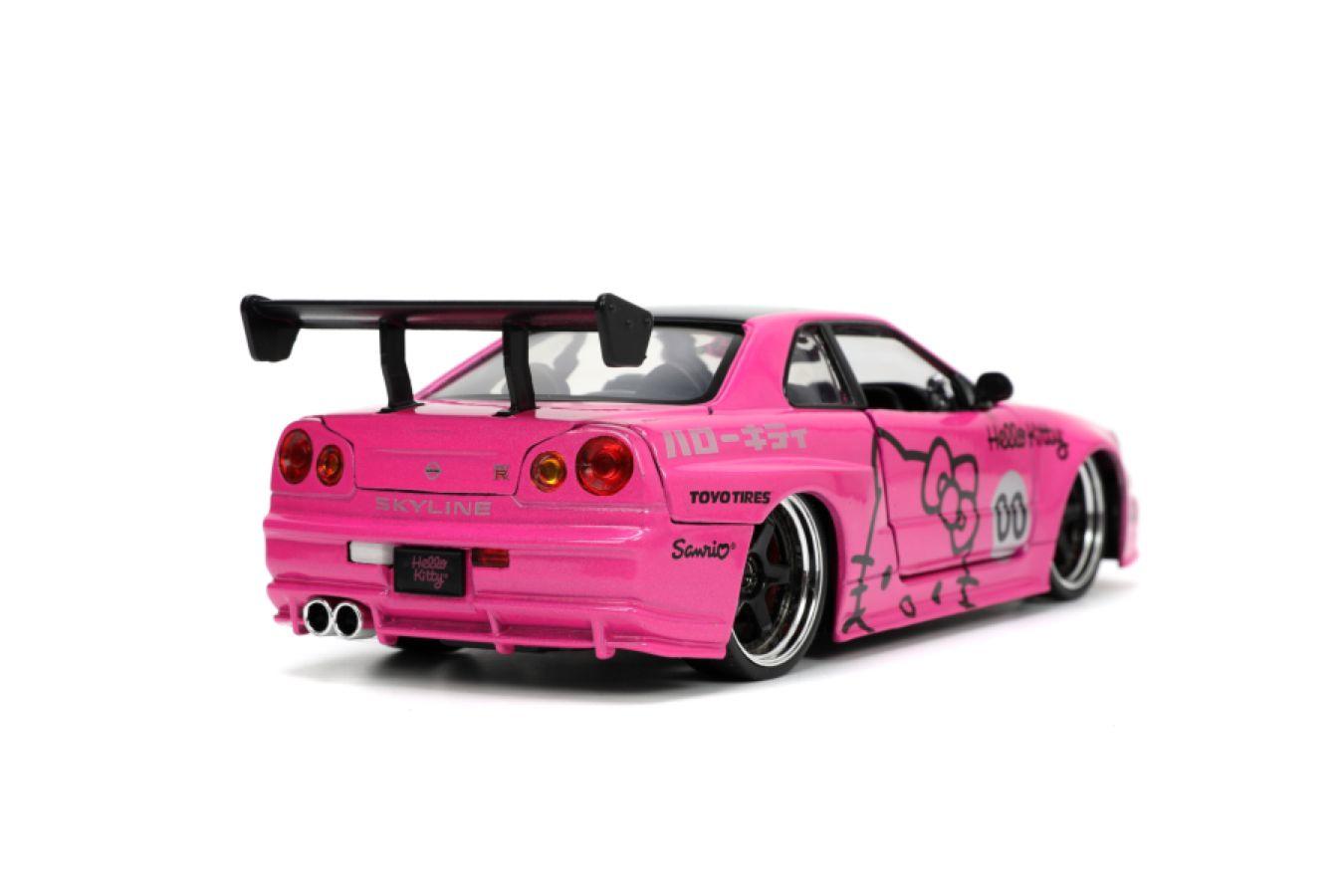 JAD34092 Hello Kitty - 2002 Nissan GTR (R34) with Hello Kitty 1:24 Scale Diecast Vehicle - Jada Toys - Titan Pop Culture